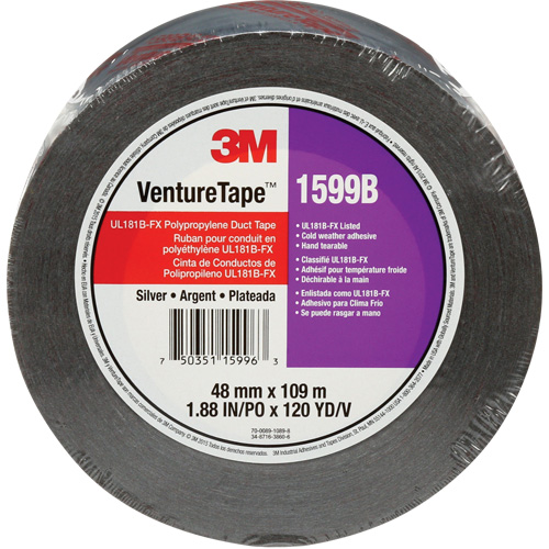 1599B Venture Tape Polypropylene Tape, 3 mils, Silver, 48 mm (2") x 109.7 m (359.9') Pronet Distribution