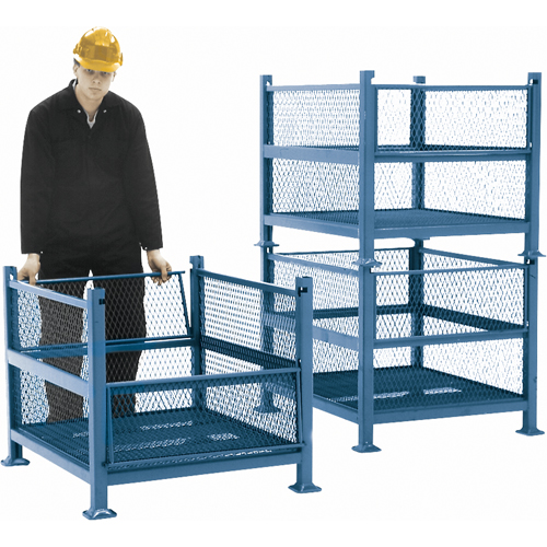 Conteneurs en m&eacute;tal grillag&eacute;, 2 panneaux repliables, Capacit&eacute; 2500 lb, 34,5" la x 40,5" p x 32,25" h Pronet Distribution