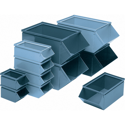 Bac en acier, Cap. 100 lb, 4-1/2" la x 8" p x 4-1/2" h, Bleu Pronet Distribution
