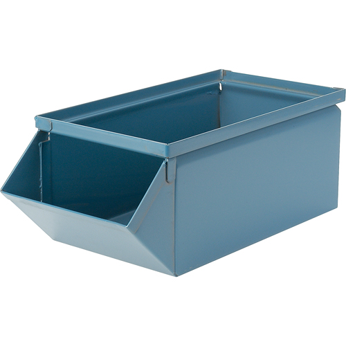 Bac en acier, Cap. 100 lb, 4-1/2" la x 8" p x 4-1/2" h, Bleu Pronet Distribution