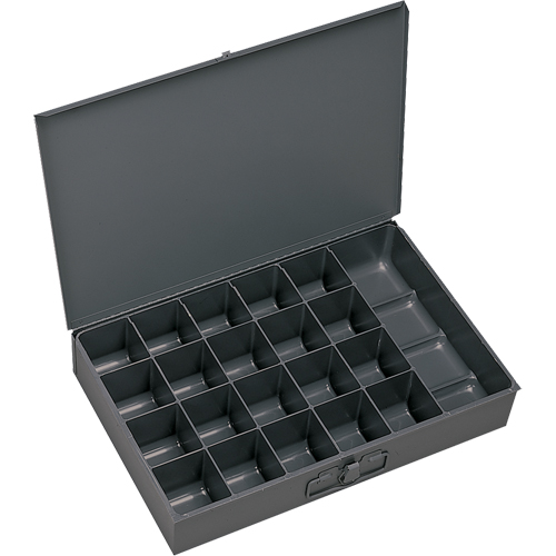Boîtes &agrave; fond courb&eacute;, Acier, 21 compartiments, 18" la x 12" p, 3" h, Gris Pronet Distribution