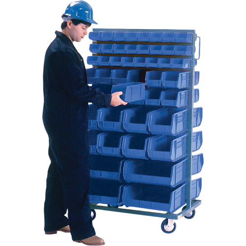 Double-Sided Mobile Bin Rack, Double-sided, 96 bins, 36" W x 24" D x 63" H Pronet Distribution