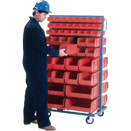 Support mobile deux c&ocirc;t&eacute;s pour bacs, &agrave; deux c&ocirc;t&eacute;s, 96 bacs, 36" la x 24" p x 63" h Pronet Distribution