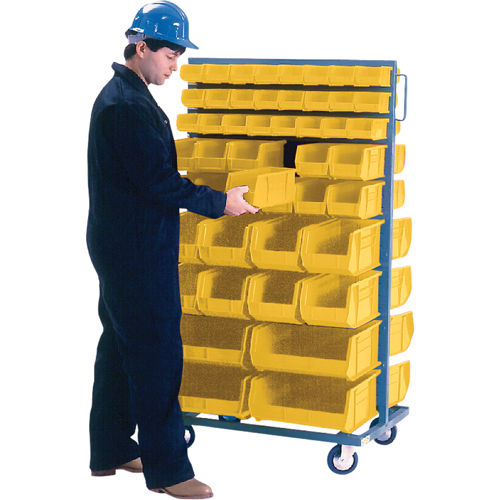 Support mobile deux c&ocirc;t&eacute;s pour bacs, &agrave; deux c&ocirc;t&eacute;s, 96 bacs, 36" la x 24" p x 63" h Pronet Distribution