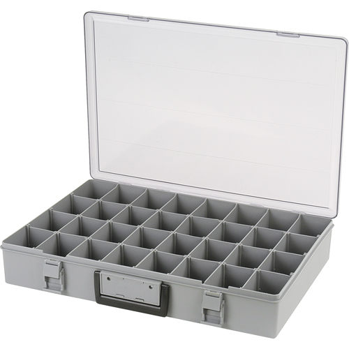 Compartment Case, Plastic, 32 Slots, 18-1/2" W x 13" D x 3" H, Grey Pronet Distribution