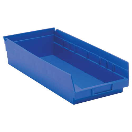 Bacs de rangement pour tablettes, 8-3/8" la x 4" H x 17-7/8" p, Bleu, Capacit&eacute; 40 lb Pronet Distribution