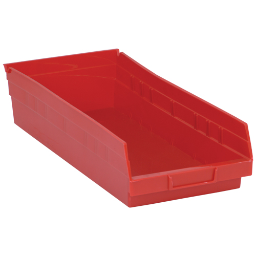 Bacs de rangement pour tablettes, 8-3/8" la x 4" H x 17-7/8" p, Rouge, Capacit&eacute; 40 lb Pronet Distribution