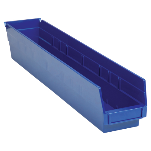 Shelf Bins, 4-1/8" W x 4" H x 23-5/8" D, Blue, 50 lbs. Capacity Pronet Distribution