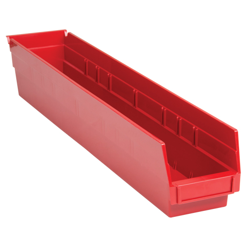 Bacs de rangement pour tablettes, 4-1/8" la x 4" H x 23-5/8" p, Rouge, Capacit&eacute; 50 lb Pronet Distribution