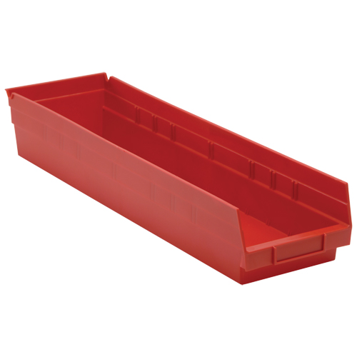 Bacs de rangement pour tablettes, 6-5/8" la x 4" H x 23-5/8" p, Rouge, Capacit&eacute; 50 lb Pronet Distribution