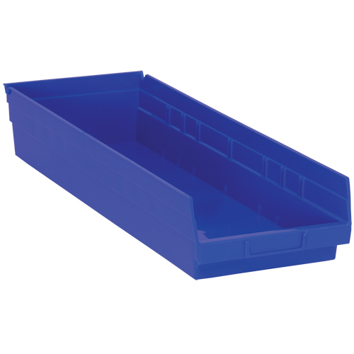 Shelf Bins, 8-3/8" W x 4" H x 23-5/8" D, Blue, 50 lbs. Capacity Pronet Distribution