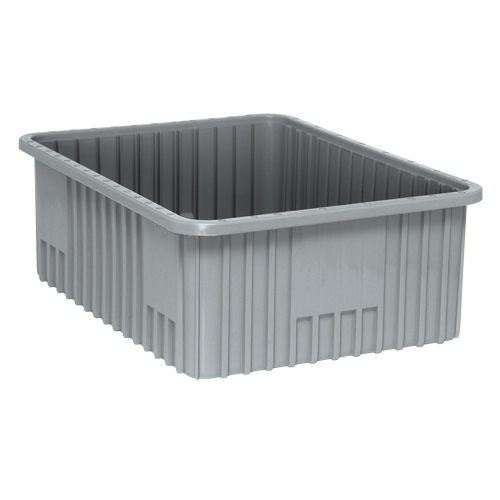Contenants Divider Box, Plastique, 22,5" la x 17,5" p x 8" h, Gris Pronet Distribution