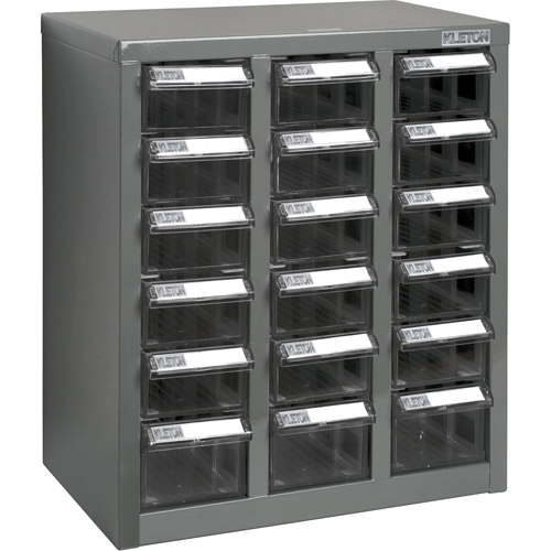 KPC-600 Parts Cabinet, Galvanized Steel, 18 Drawers, 13-9/10" x 8-7/10" x 16-3/10", Grey Pronet Distribution
