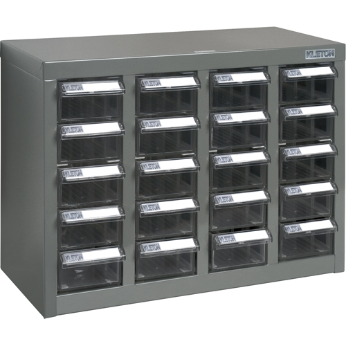 KPC-600 Parts Cabinet, Steel, 20 Drawers, 18-1/3" x 8-2/3" x 13-3/4", Grey Pronet Distribution