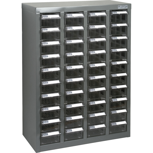 KPC-600 Parts Cabinet, Galvanized Steel, 40 Drawers, 18-3/10" x 8-7/10" x 25-3/10", Grey Pronet Distribution