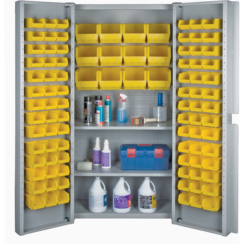 Deep Door Combination Bin Cabinets, 38" W x 24" D x 72" H, Grey Pronet Distribution