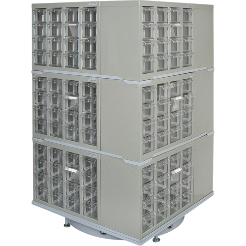 Heavy-Duty Industrial Carousel Drawer Cabinet, Steel, 192 Drawers, 27" W x 27" D x 48" H, Grey Pronet Distribution