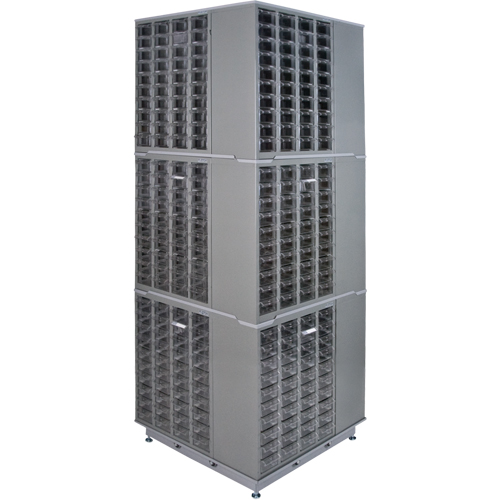 Heavy-Duty Industrial Carousel Drawer Cabinet, Steel, 480 Drawers, 27" W x 27" D x 80" H, Grey Pronet Distribution