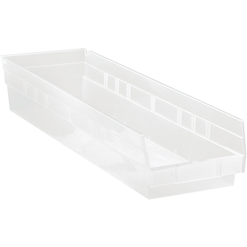 Bacs de rangement pour tablettes, 6-5/8" la x 4" H x 23-5/8" p, Transparent, Capacit&eacute; 50 lb Pronet Distribution