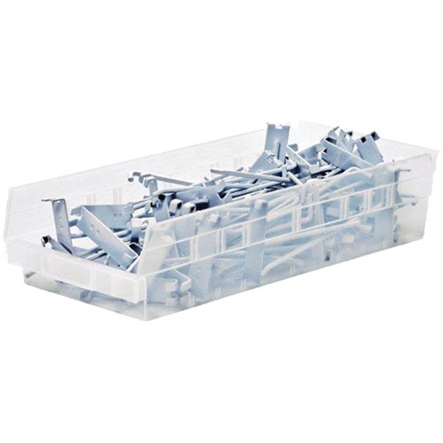 Bacs de rangement pour tablettes, 6-5/8" la x 4" H x 23-5/8" p, Transparent, Capacit&eacute; 50 lb Pronet Distribution