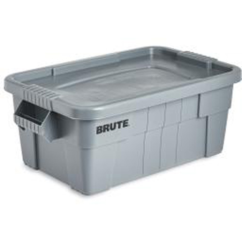 Brute Storage Tote with Lid, 27.88” D x 16.5” W x 10.7" H, 112 llbs. Capacity, Grey Pronet Distribution