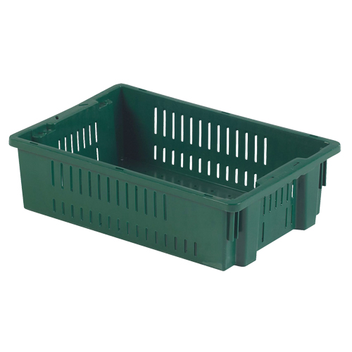 Contenant en plastique empilable Stack-N-Nest pour l'agriculture, 13,1" x 19,7" x 5,6", Vert Pronet Distribution