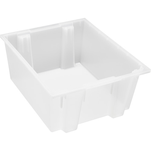 Heavy-Duty Stack & Nest Tote, 10" x 19.5" x 23.5", Clear Pronet Distribution