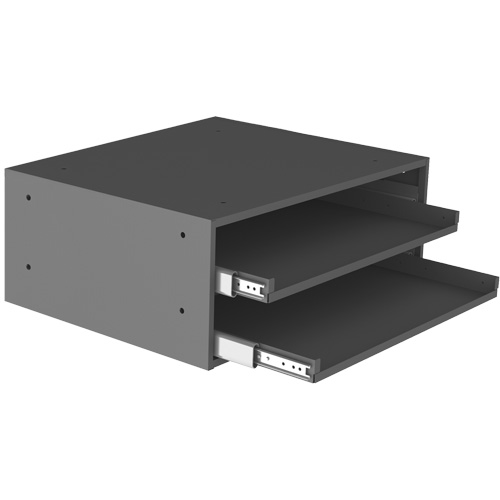 Large Slide Rack for Compartment Box Cabinets, Steel, 2 Slots, 20" W x 15-15/16" D x 8-3/16" H, Grey Pronet Distribution