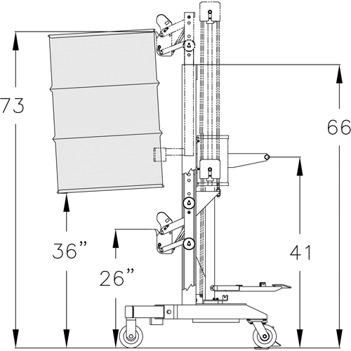 Manipulateur ergonomique de baril &agrave; port&eacute;e &eacute;lev&eacute;, DM-100-HR, 30 - 85 gal. US (25 - 70 gal. imp.) Pronet Distribution