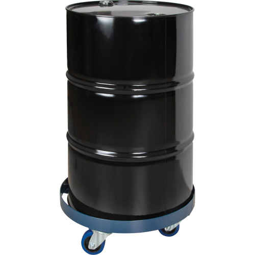 Chariot pour baril, Acier, Capacit&eacute;e 1400 lb, Diam&egrave;tre 24", Roue en &eacute;lastique bleu Pronet Distribution