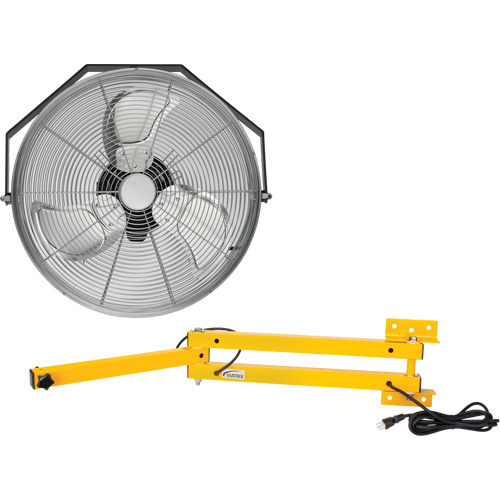 Trousse de ventilateur pour poste de travail industriel avec bras double verrouillable, Industriel, 3 vitesses, Diam&egrave;tre de 18" Pronet Distribution