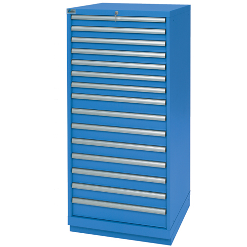 Armoires de rangement avec tiroirs, 15 tiroirs, 28-1/4" la x 28-1/2" p x 59-1/2" h, Bleu brillant Pronet Distribution
