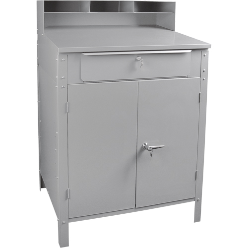 Pupitre d'atelier de style armoire, 34-1/2" la x 30" p x 53" h, Gris Pronet Distribution