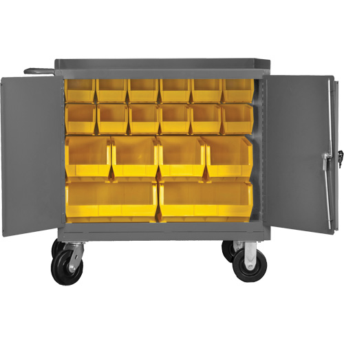 Mobile Workbench Cabinet with Bins, Steel Surface Pronet Distribution