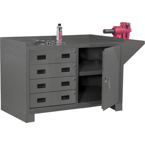 Stationary Workstation, Steel Surface, 60-1/8" W x 24-1/4" D x 36-1/4" H Pronet Distribution