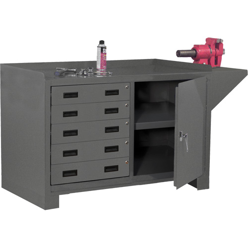 Stationary Workstation, Steel Surface, 60-1/8" W x 24-1/4" D x 36-1/4" H Pronet Distribution