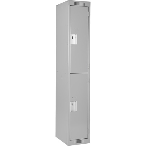 Clean Line Lockers, 2 -tier, 12" x 18" x 72", Steel, Grey, Rivet (Assembled) Pronet Distribution