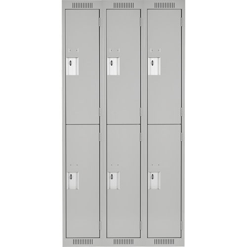Clean Line Lockers, 2 -tier, Bank of 3, 36" x 18" x 72", Steel, Grey, Rivet (Assembled) Pronet Distribution