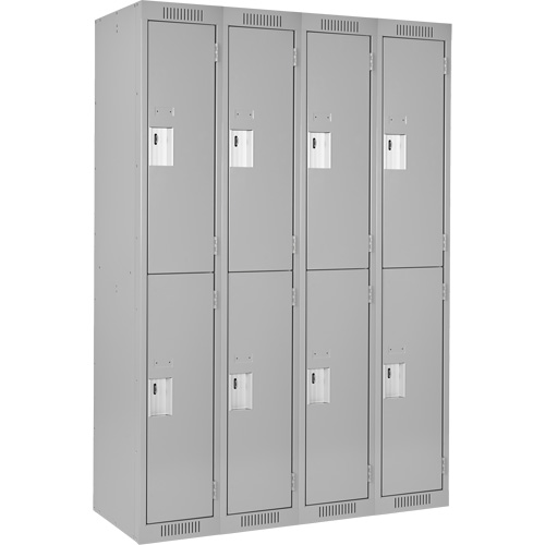 Clean Line Lockers, 2 -tier, Bank of 4, 48" x 18" x 72", Steel, Grey, Rivet (Assembled) Pronet Distribution