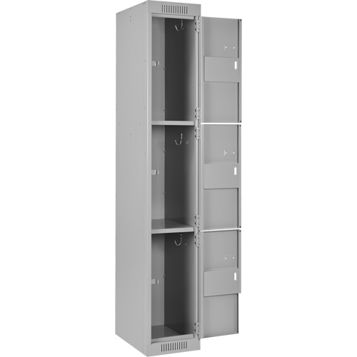 Clean Line Lockers, 3 -tier, Bank of 4, 48" x 18" x 72", Steel, Grey, Rivet (Assembled) Pronet Distribution