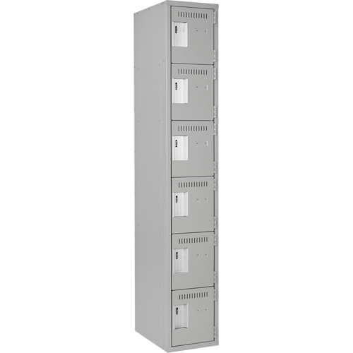 Clean Line Lockerettes, 6 -tier, 12" x 18" x 72", Steel, Grey, Rivet (Assembled) Pronet Distribution