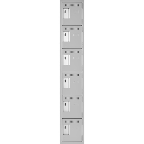 Clean Line Lockerettes, 6 -tier, 12" x 18" x 72", Steel, Grey, Rivet (Assembled) Pronet Distribution