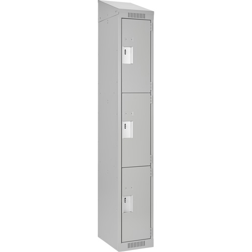 Clean Line Lockers, 3 -tier, 12" x 18" x 78", Steel, Grey, Rivet (Assembled) Pronet Distribution