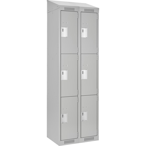 Clean Line Lockers, 3 -tier, Bank of 2, 24" x 18" x 78", Steel, Grey, Rivet (Assembled) Pronet Distribution