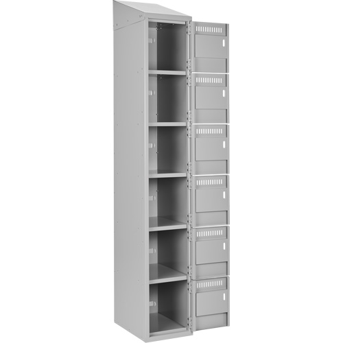 Clean Line Lockerette , 6 -tier, Bank of 4, 48" x 18" x 78", Steel, Grey, Rivet (Assembled) Pronet Distribution