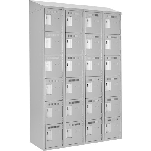 Clean Line Lockerette , 6 -tier, Bank of 4, 48" x 18" x 78", Steel, Grey, Rivet (Assembled) Pronet Distribution