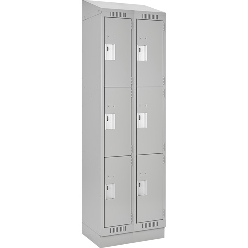 Clean Line Lockers, 3 -tier, Bank of 2, 24" x 18" x 82", Steel, Grey, Rivet (Assembled) Pronet Distribution