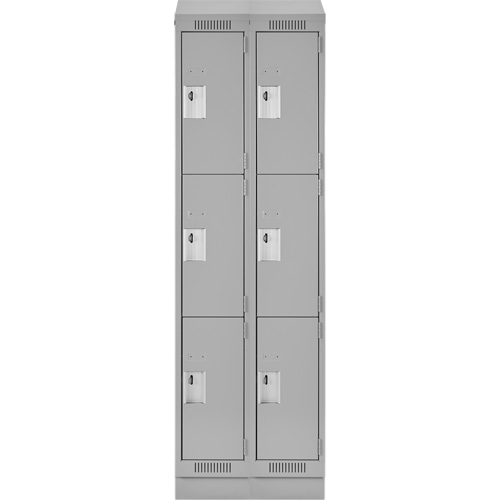 Clean Line Lockers, 3 -tier, Bank of 2, 24" x 18" x 82", Steel, Grey, Rivet (Assembled) Pronet Distribution