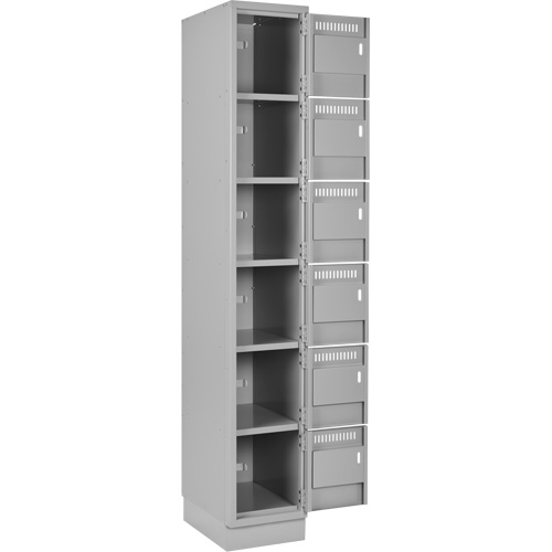 Clean Line Lockerette, 6 -tier, Bank of 3, 36" x 18" x 76", Steel, Grey, Rivet (Assembled) Pronet Distribution