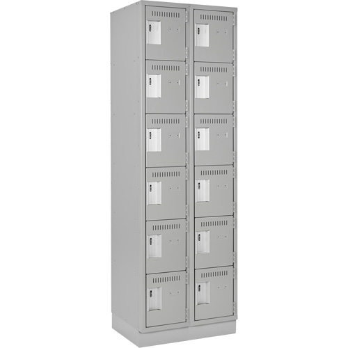 Clean Line Lockerette, 6 -tier, Bank of 2, 24" x 18" x 76", Steel, Grey, Rivet (Assembled) Pronet Distribution